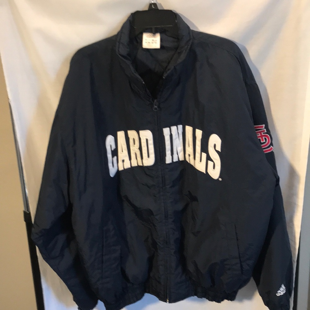 Cardinals Adidas mens size XL blue coat with white lettering